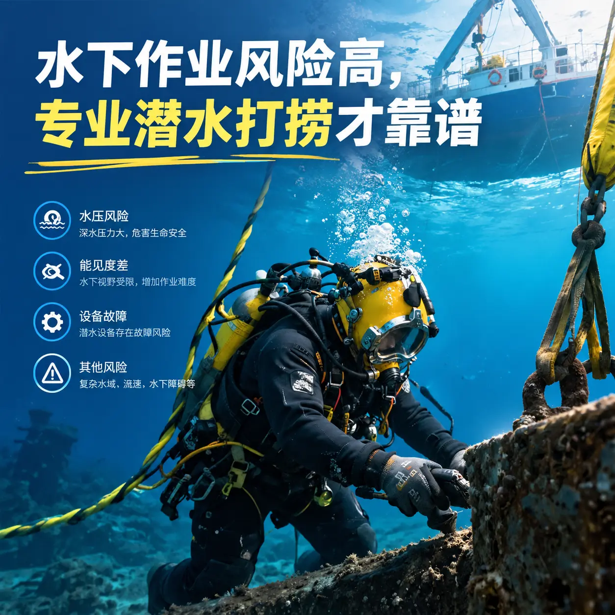 水下作业风险高，五家渠专业潜水打捞才靠谱